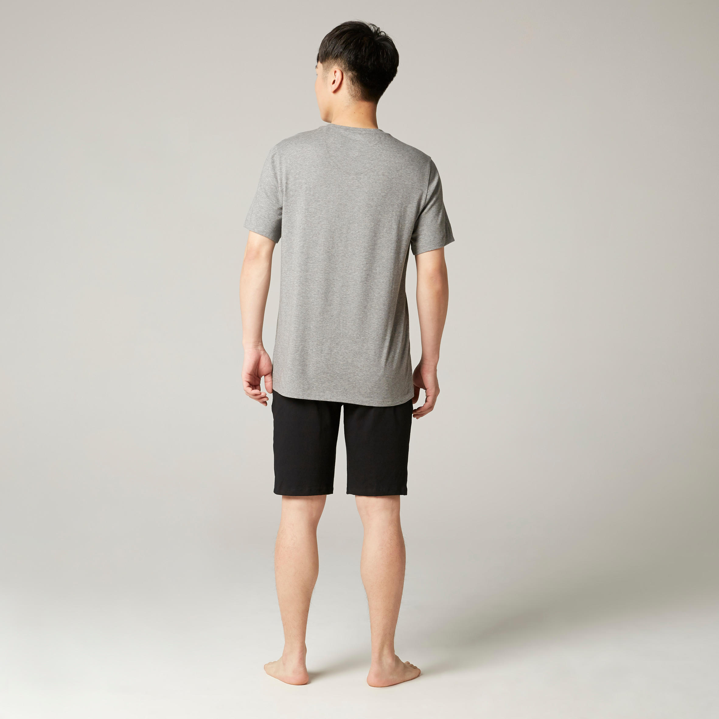 Men's Short-Sleeved Straight-Cut Crew Neck Cotton Fitness T-Shirt 500 Light Grey 13/21