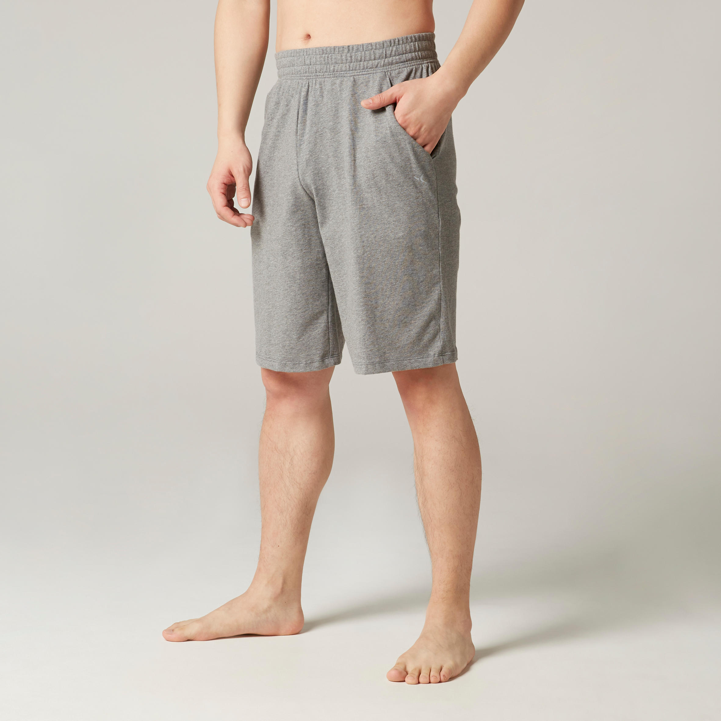 Men's Long Gym Shorts 500 Mottled Grey