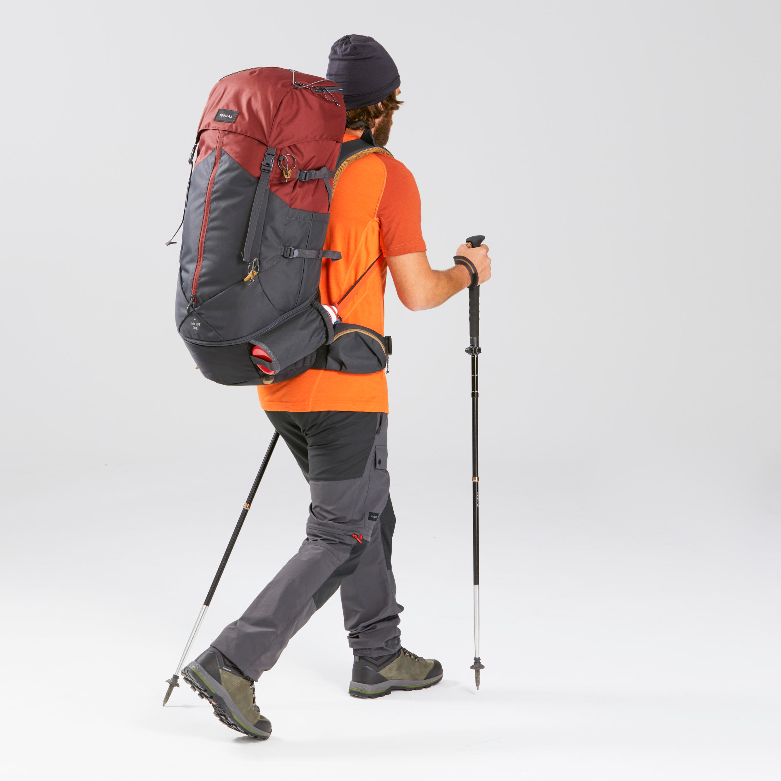 MOCHILA DE TREKKING Y MONTAÑA TREK100 EASYFIT 70 LITROS ROJO - Decathlon