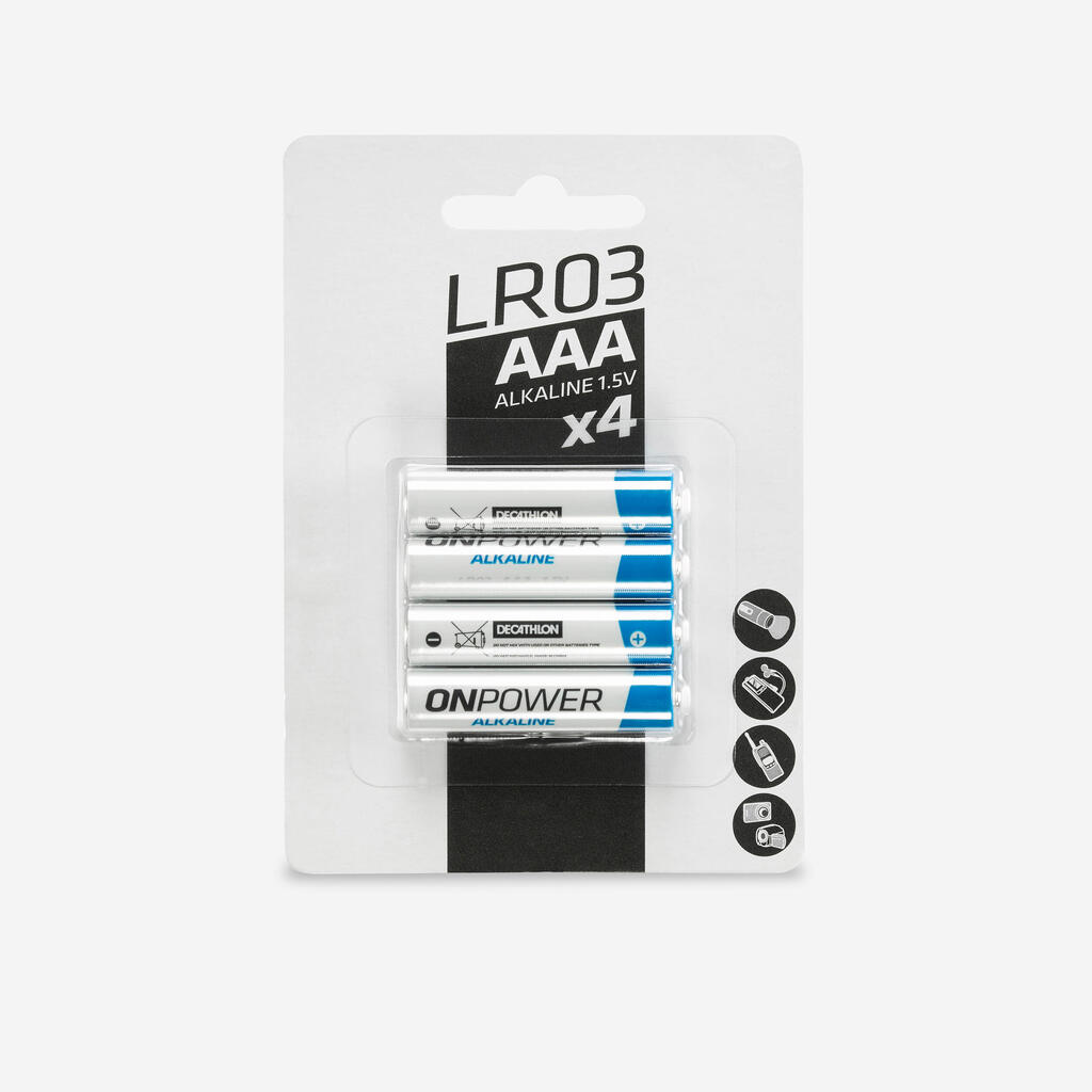 AAA/LR03 sārma baterijas iesaiņojumā pa četrām