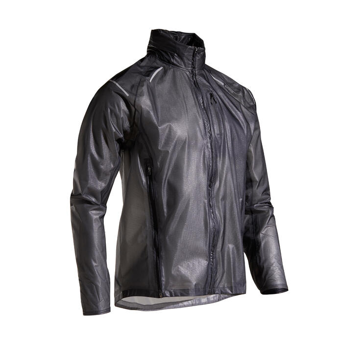 Men Running Rain Jacket Kiprun Light Black