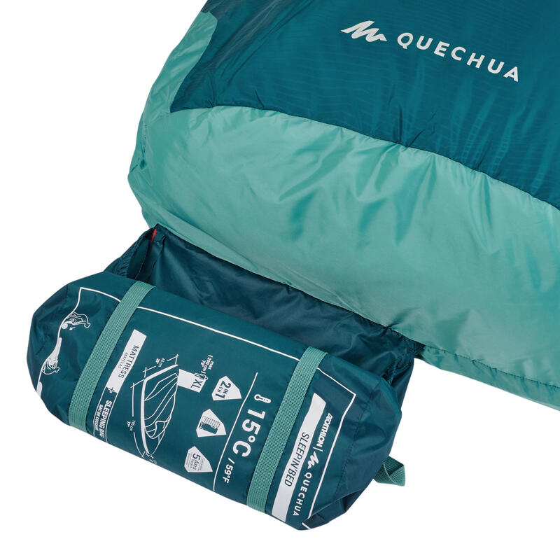 Sacco a pelo e materassino 2in1 campeggio SLEEPIN'BED MH500 XL BLU | 15°C 