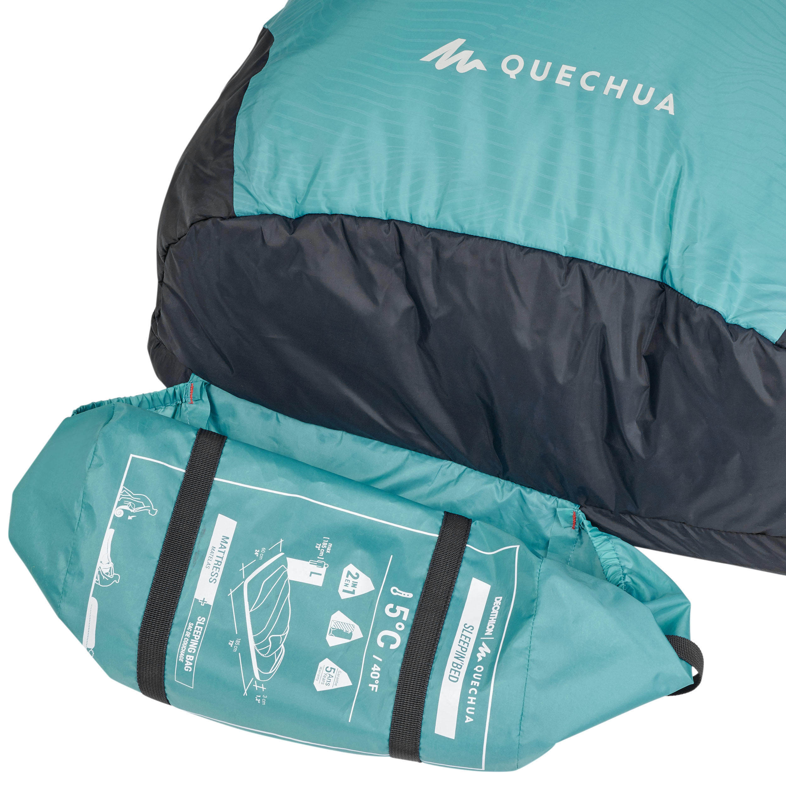 Tweedehands - 2-IN-1 SLAAPZAK VOOR KAMPEREN SLEEPIN BED MH500 5°C L 6/12