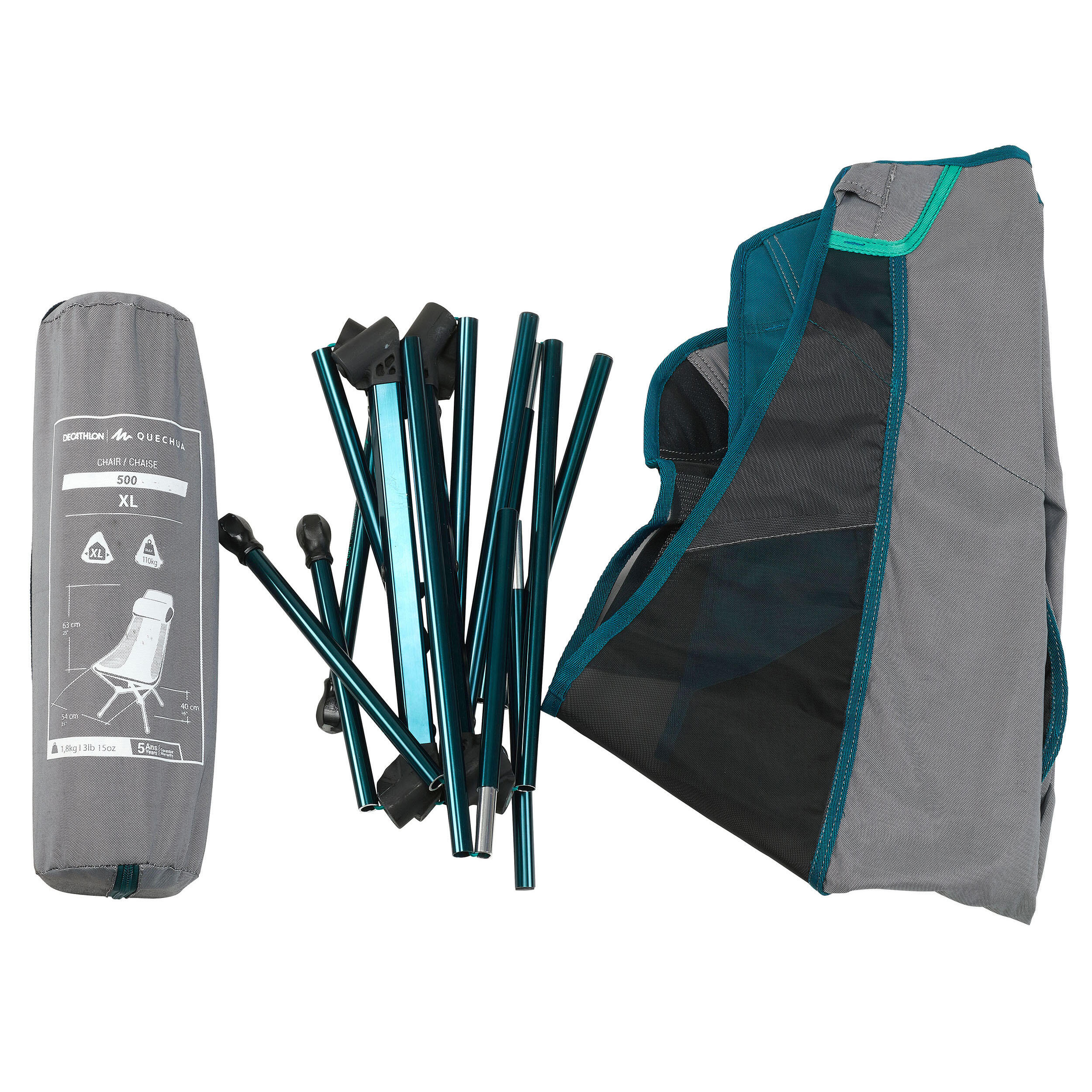 Decathlon Mountain Hiking Low Folding Camping Chair Quechua Mh500 Xl Blue