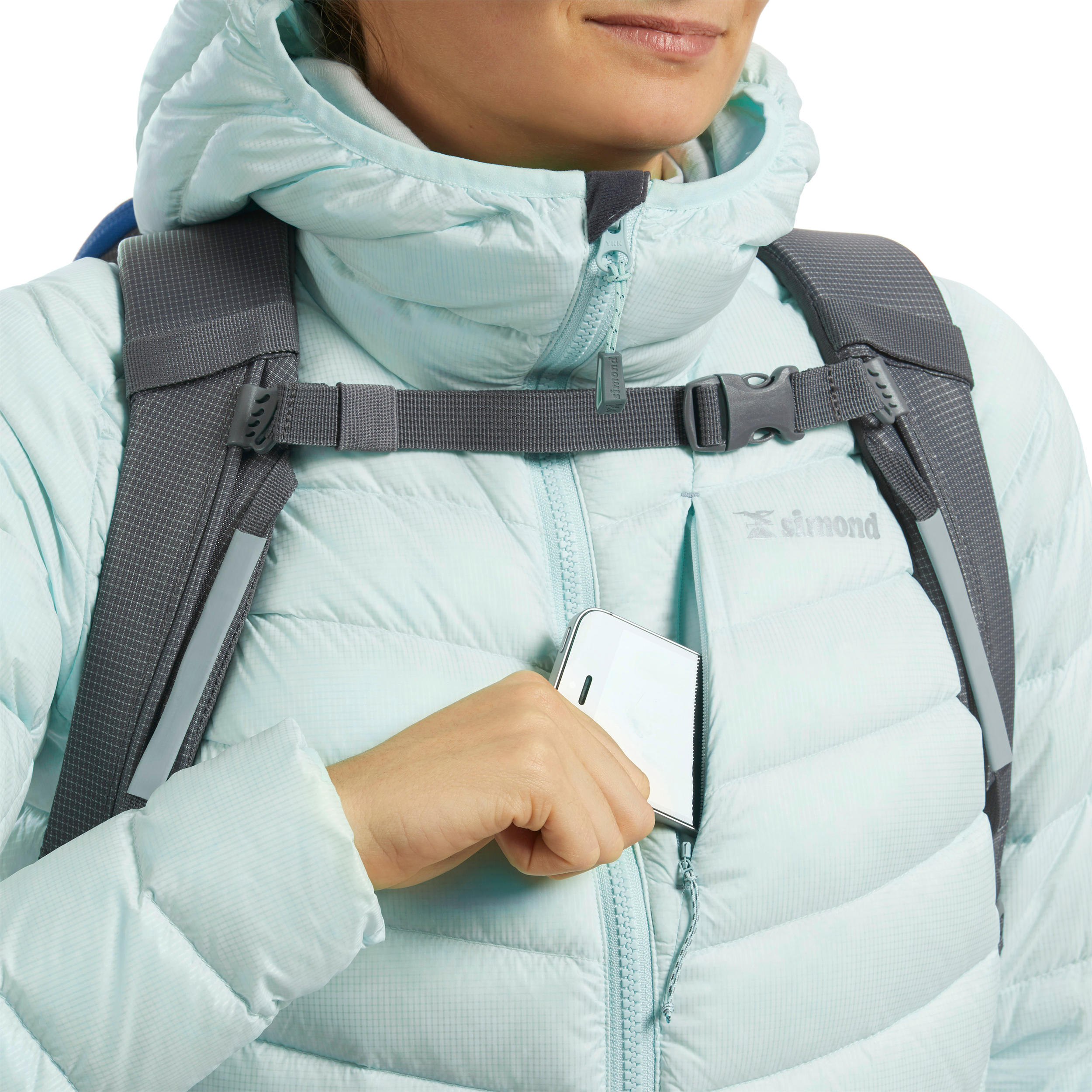 Women's Mountaineering Down Jacket - Alpinism Light Green Blue 7/13