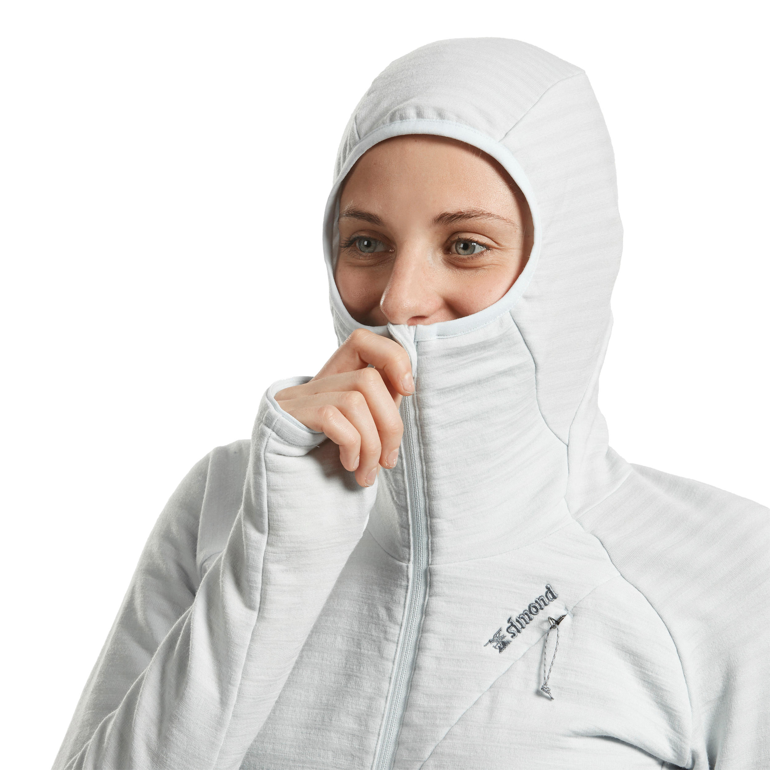 Women’s hooded pullover merino wool - MOUNTAINEERING - Grey 3/6