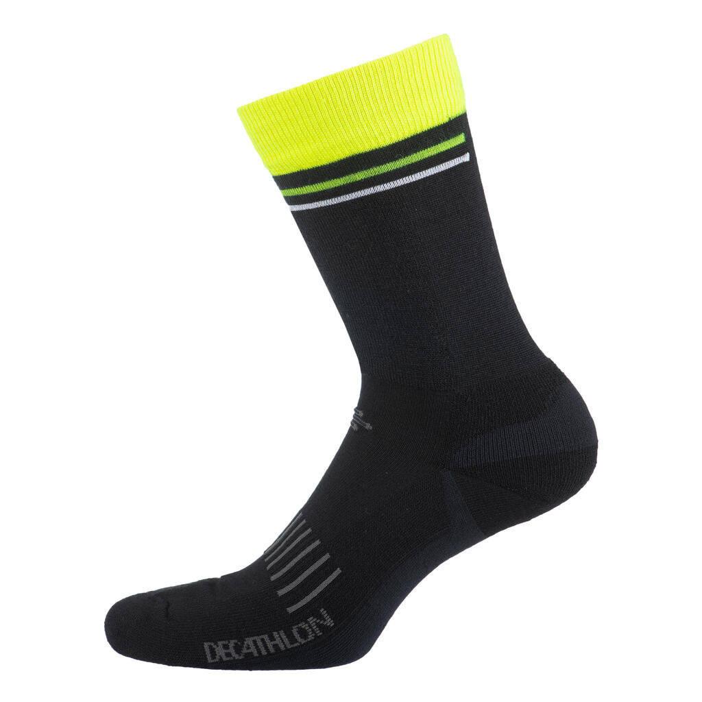 Fahrradsocken Rennrad RR 900 Winter schwarz/gelb