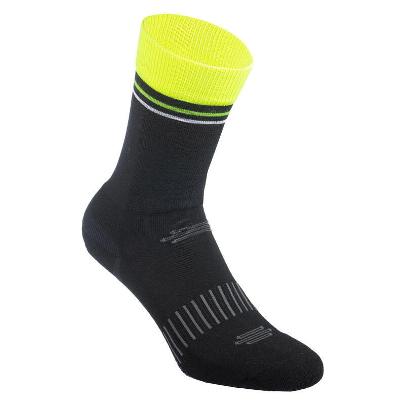 Fahrradsocken Rennrad RR 900 Winter schwarz/gelb