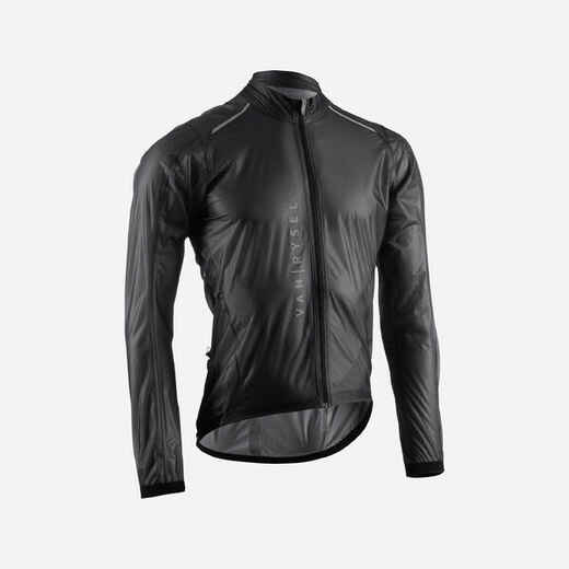 
      Men's Long-Sleeved Road Cycling Rain Jacket Racer Ultralight - Black
  