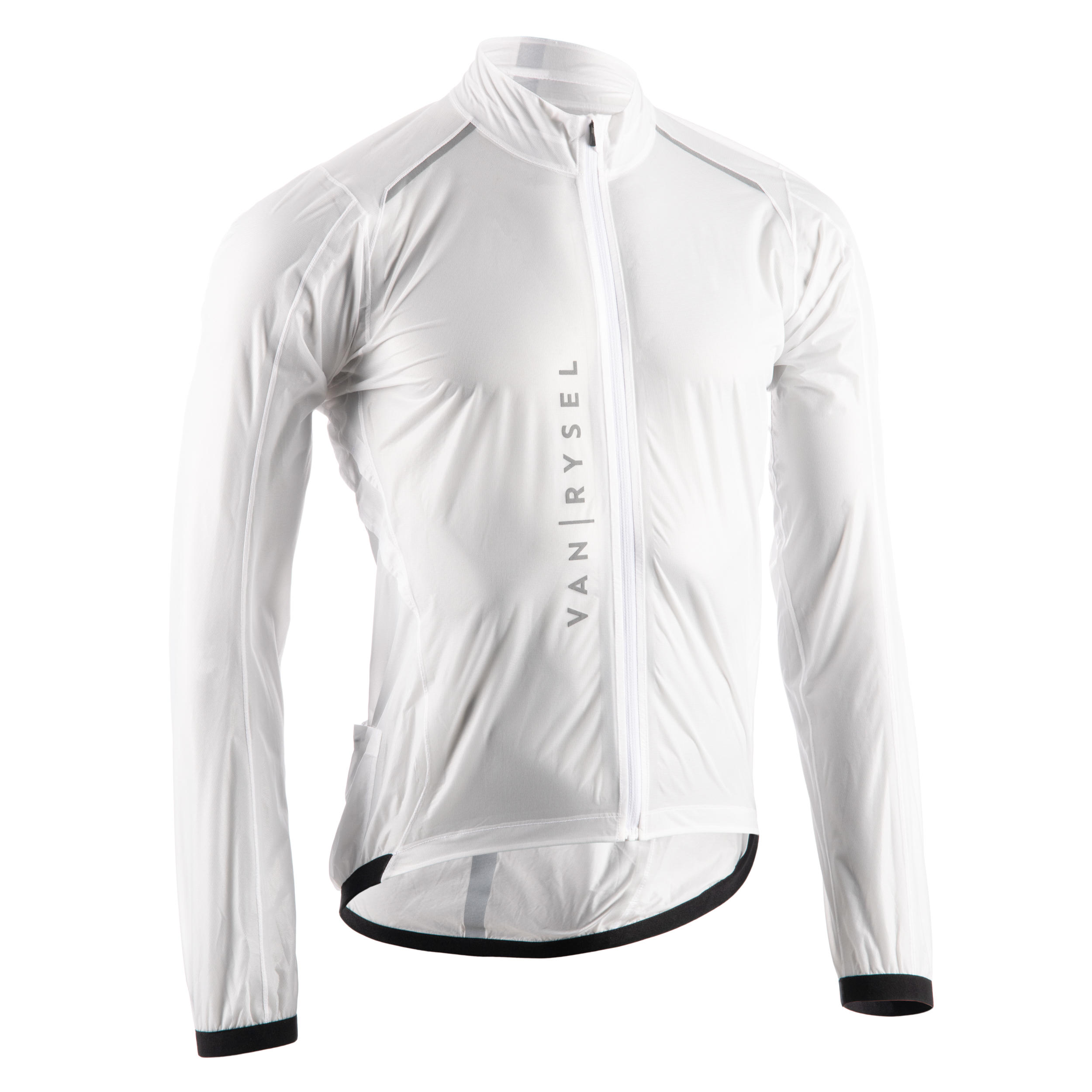 VAN RYSEL Men's Long-Sleeved Showerproof Road Cycling Jacket Racer Ultralight - White