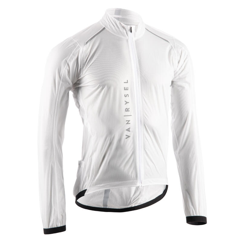 Fietsregenjack met lange mouwen voor heren omvormbaar Racer Ultralight zwart