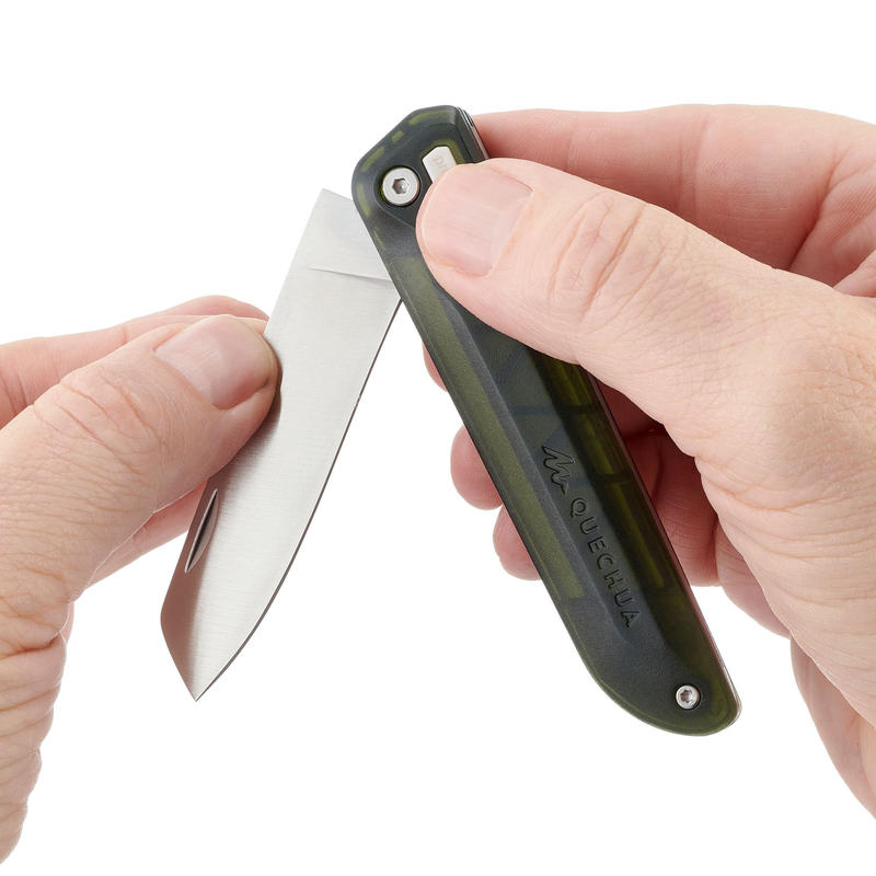 Hiking Knife MH100 with Blade Lock Khaki Decathlon