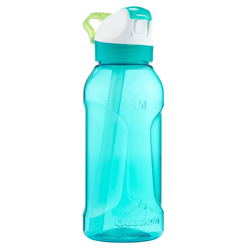 Hiking Water Bottle with Instant Stopper & Straw - 0.5L