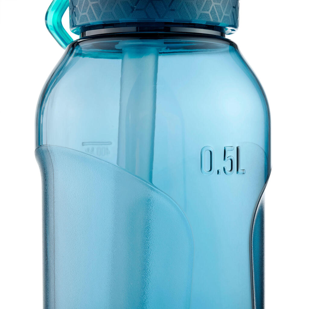 Trinkflasche Ecozen® mit Schnellverschluss und Trinkhalm Wandern - 0,5 L 