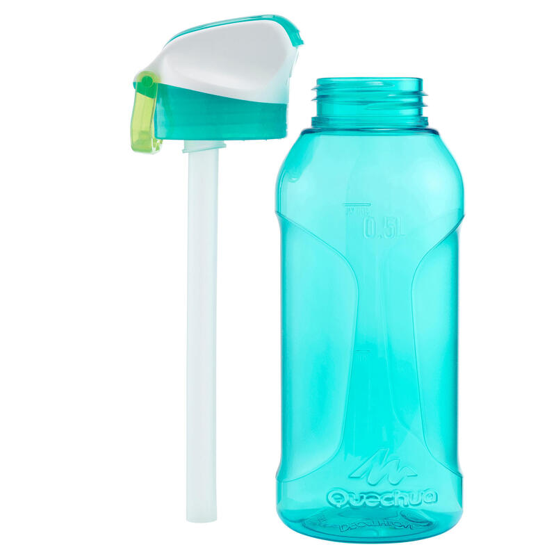 Trinkflasche Ecozen® mit Schnellverschluss und Trinkhalm Wandern - 0,5 L 