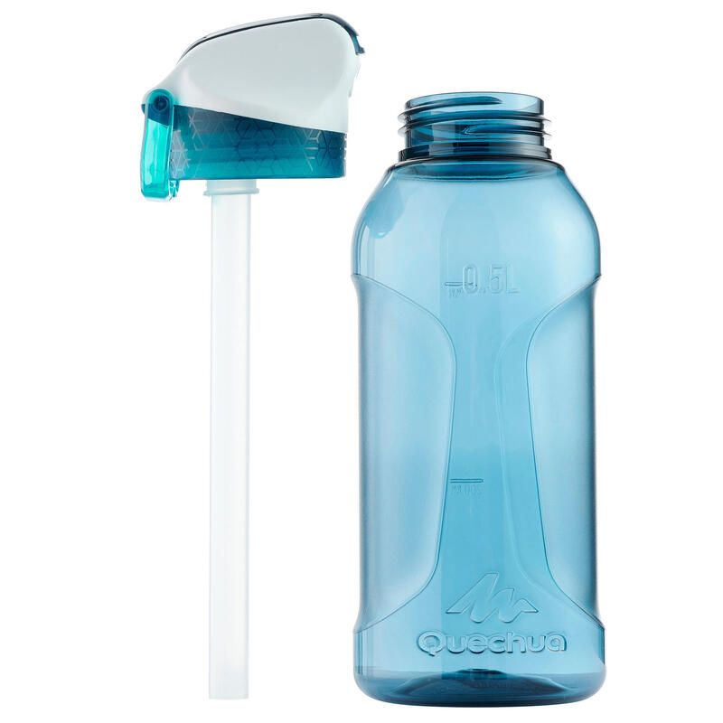 Bidon 500 Ecozen®, capac instantaneu, pipetă și pai pentru drumeție 0,5L Copii