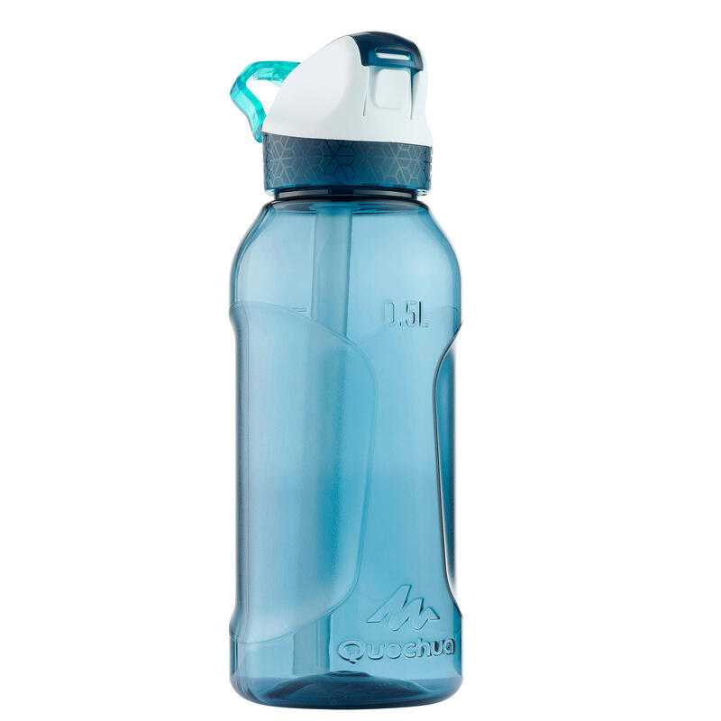 Drinkfles voor wandelen 900 klikdop met rietje 0,5 liter Ecozen® blauw