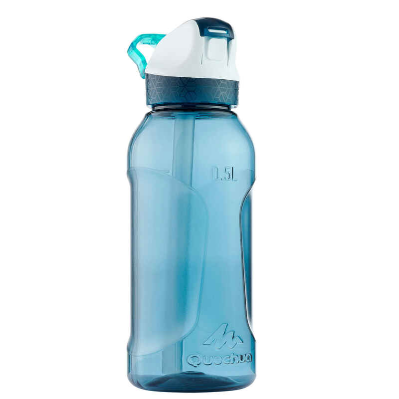 Trinkflasche 0,5 L Schnellverschluss mit Trinkhalm Wandern - 900 Ecozen® blau