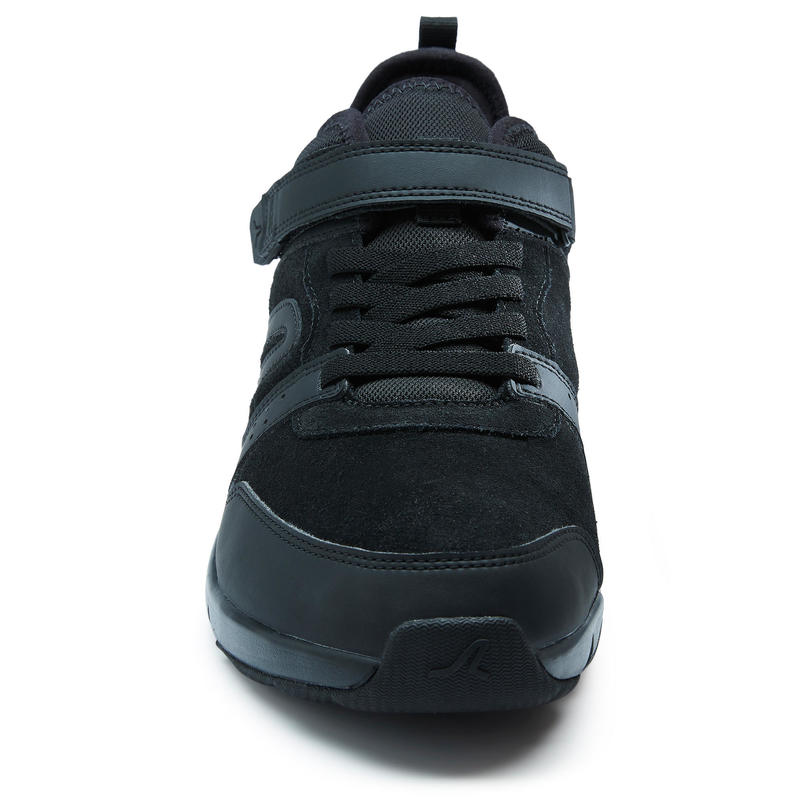 black leather walking shoes
