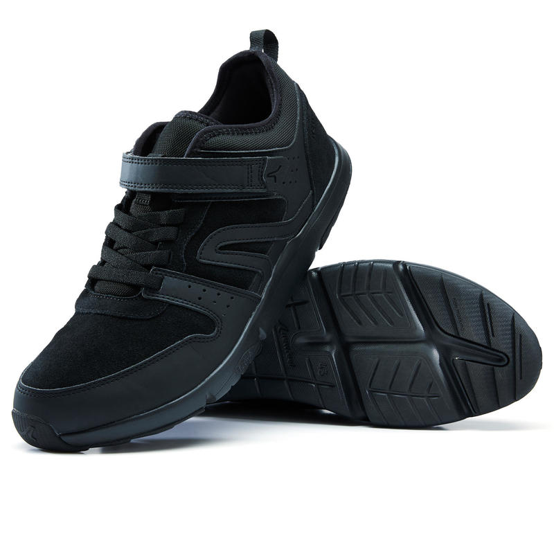 all black leather walking shoes