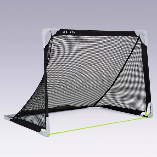 Small black football goal with a net