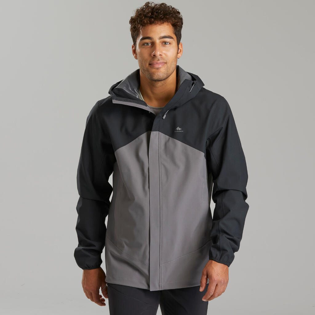 Wanderjacke MH150 wasserdicht leicht Herren schwarz/grau