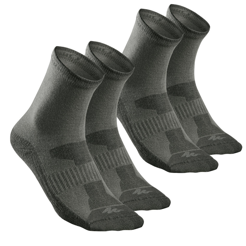 Country walking socks x 2 pairs nh 100 - khaki