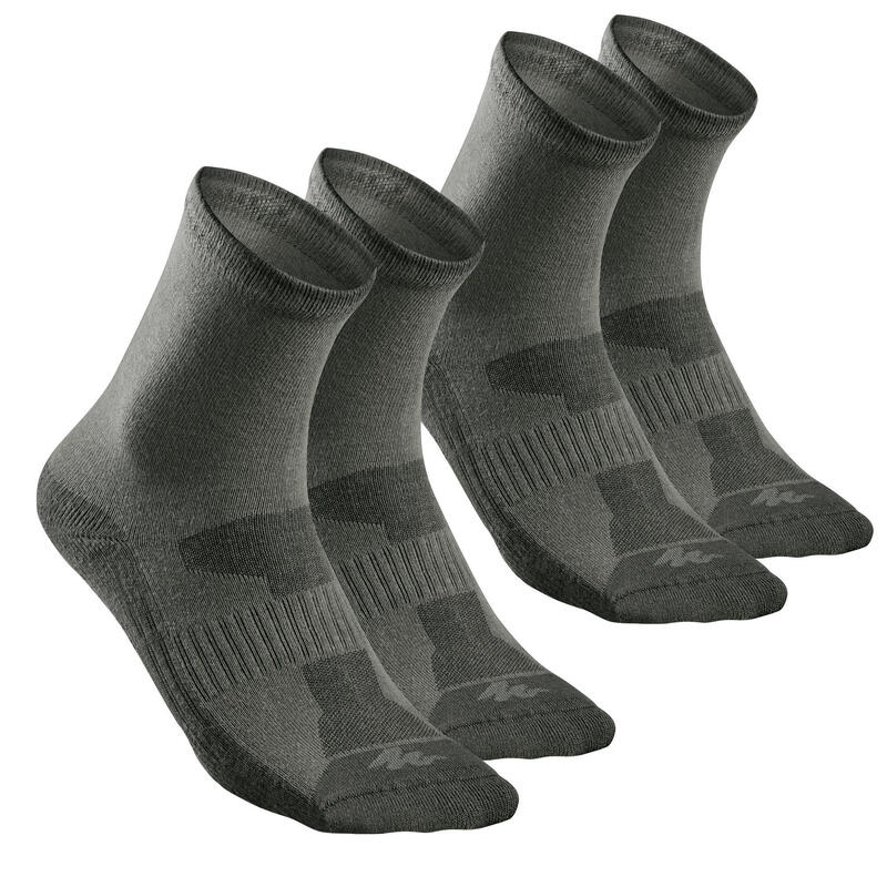 Turistické vysoké ponožky NH100 khaki 2 páry