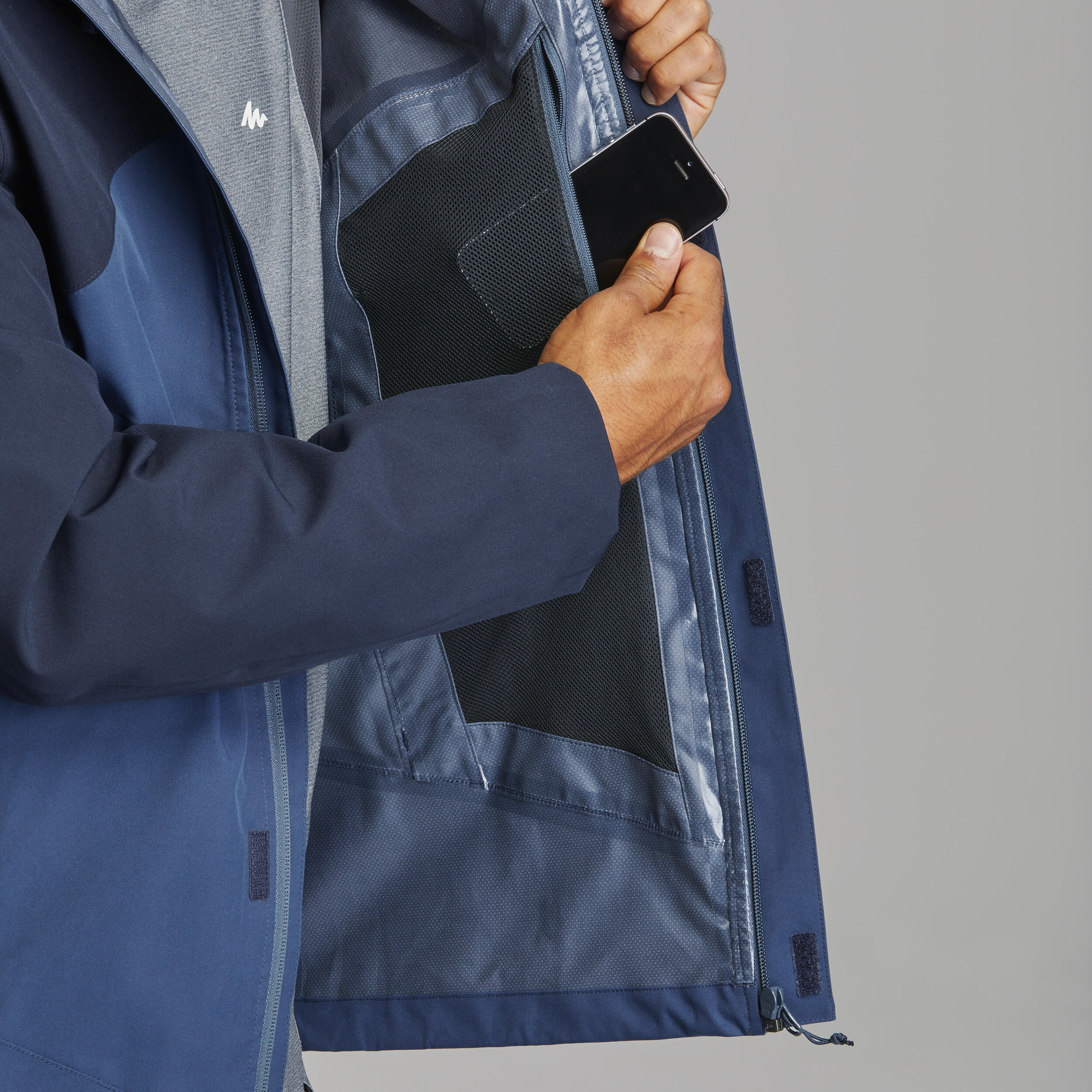 Men’s Hiking Waterproof Jacket - MH 150 Blue - QUECHUA