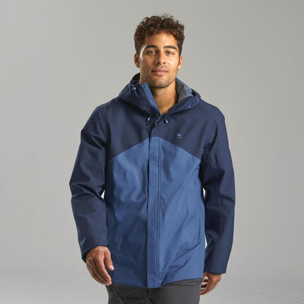 Regenjacke Herren wasserdicht leicht Wandern - MH100 beige/schwarz