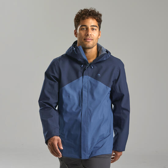 Regenjacke Herren wasserdicht leicht Wandern - MH100 beige/schwarz