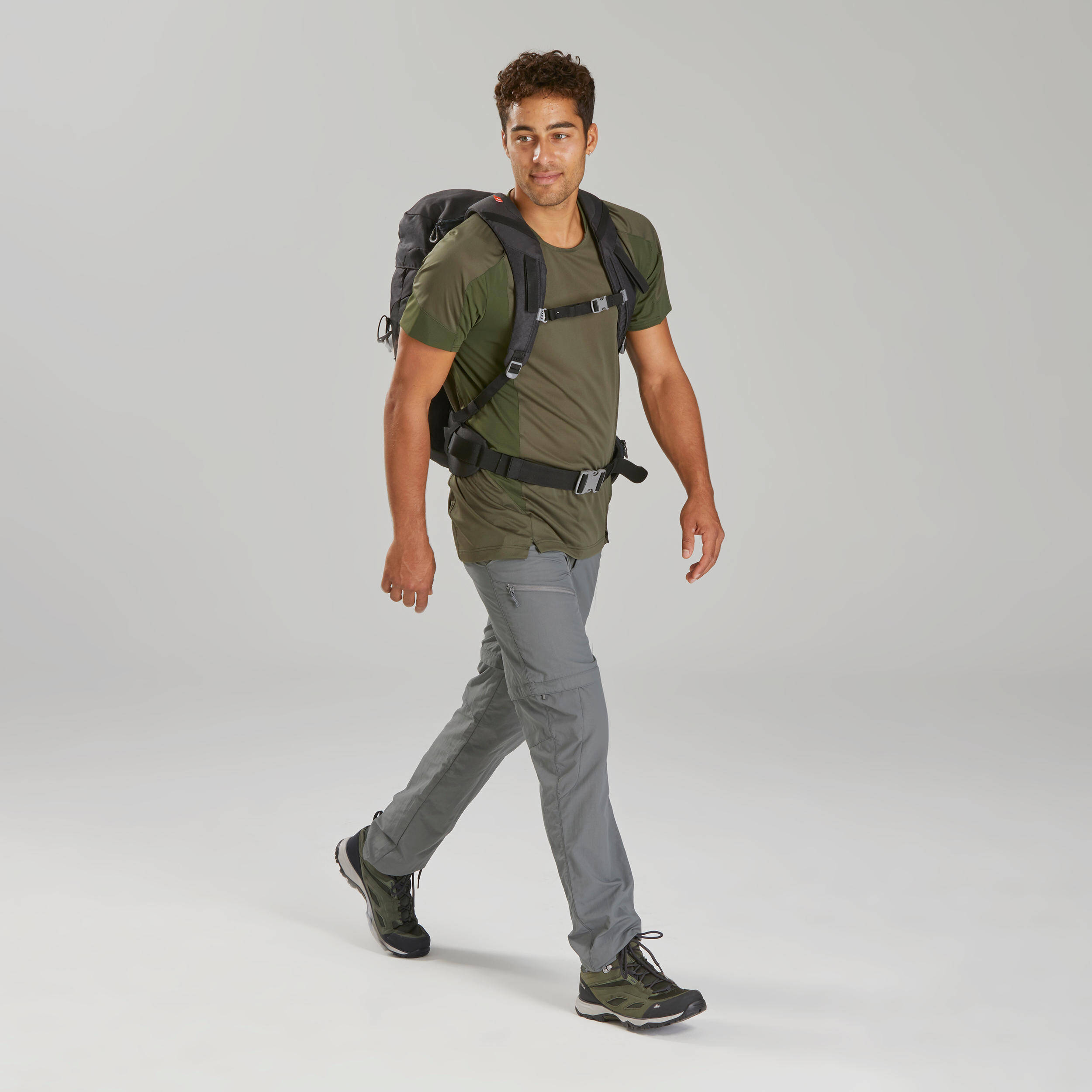Men Hiking Pants MH150 Zip - Off Grey -  4
