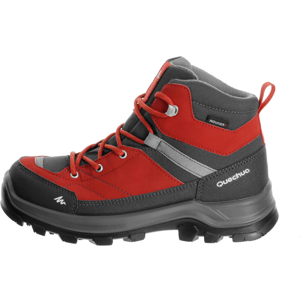 Wanderschuhe MH500 halbhoch wasserdicht Schnürung Kinder Gr. 28–38 violett