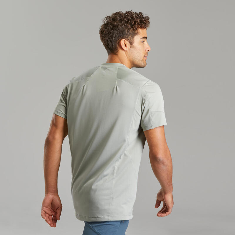 Wandershirt Herren Synthetik kurzarm - MH500 hellkhaki