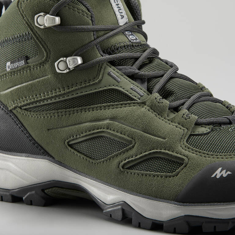 Sepatu hiking gunung tahan air pria- MH100 Mid - Khaki