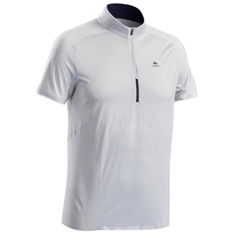 T-shirt manches courtes de randonnée rapide homme FH500 gris lune