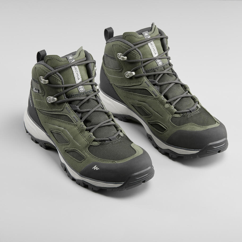 Chaussures imperméables de randonnée montagne - mh100 mid khaki - homme