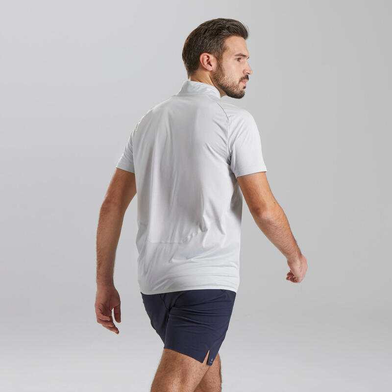 T-shirt manches courtes de randonnée rapide homme FH500 gris lune