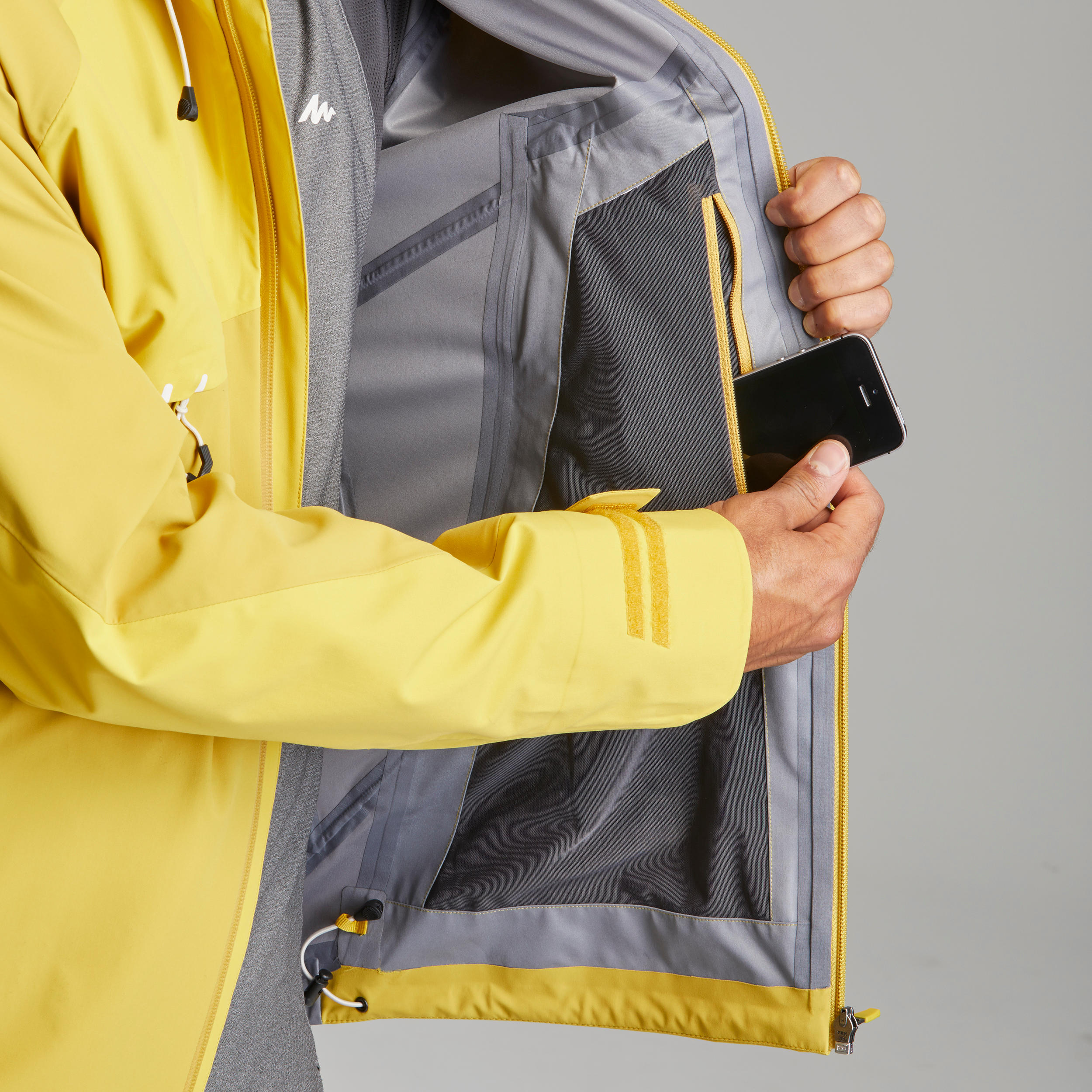 Men’s waterproof mountain hiking jacket, MH500 - Yellow 2/5