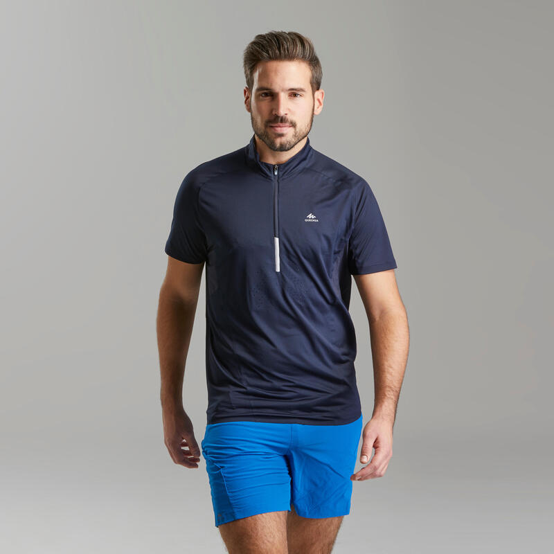T-shirt manches courtes de randonnée rapide homme FH500 Bleu noir