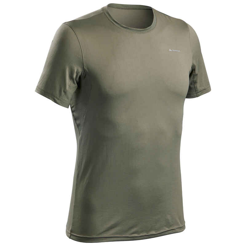 Wandershirt kurzarm Bergwandern MH100 Recyclingmaterial Herren khaki Wandershirt kurzarm Bergwandern MH100 Recyclingmaterial Herren khaki