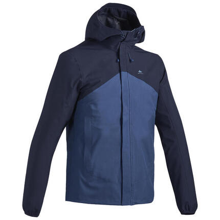 Veste de randonnée imperméable et légère homme, MH100 bleu foncé
