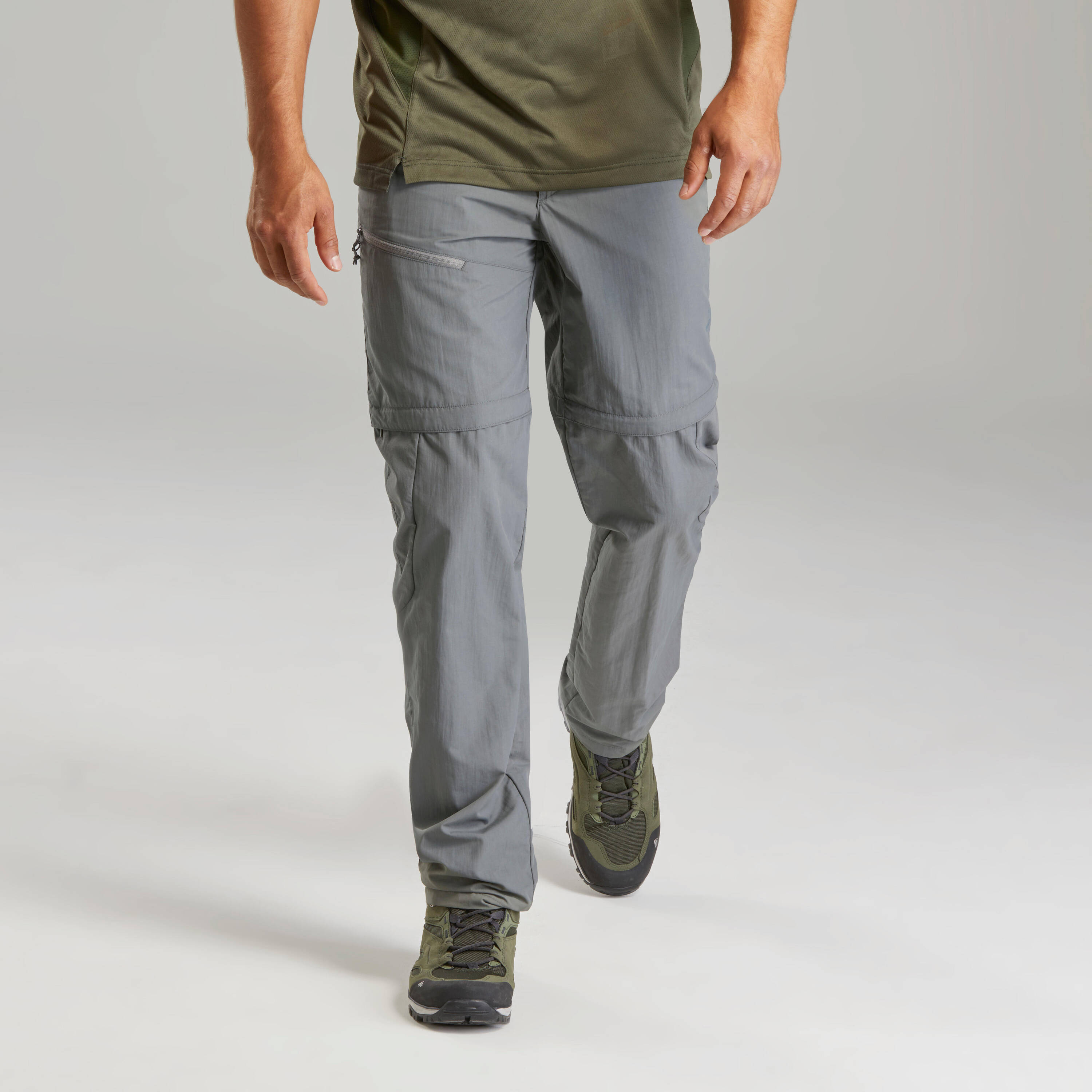 Men Hiking Pants MH150 Zip - Off Grey -  2