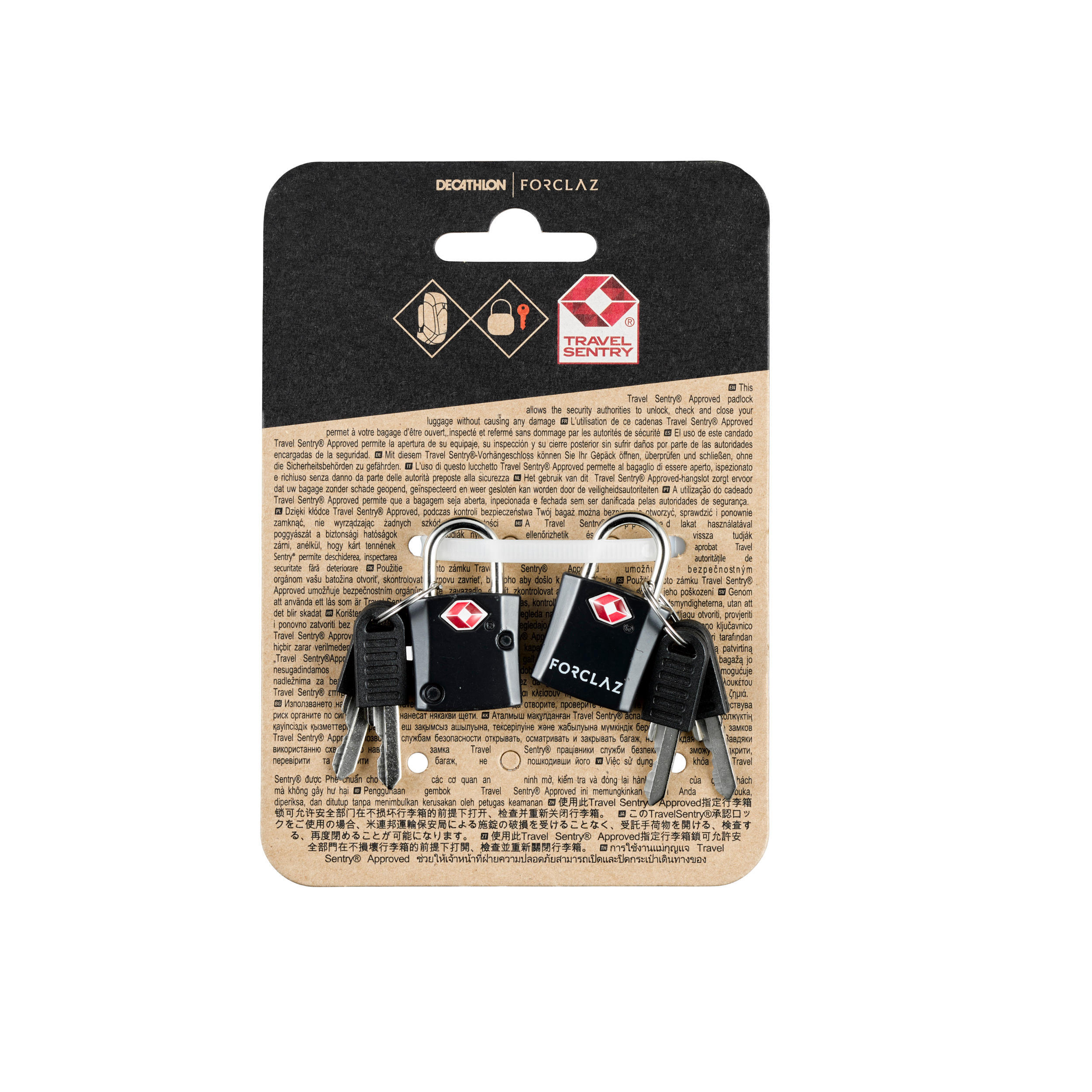 Sleutelhangslot voor backpacken TRAVEL TSA zwart 2 stuks 5/7