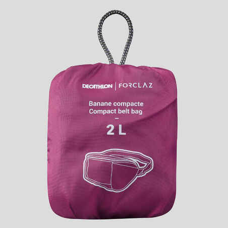 Compact 2 litre trekking travel bum bag TRAVEL 100 - Purple