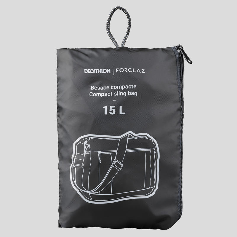 Компактная перекидная сумка для трекинга TRAVEL 15 Л черная - Decathlon