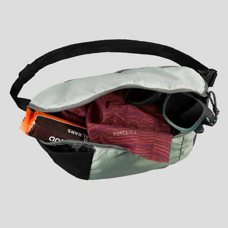 Compact 2 litre trekking travel bum bag TRAVEL 100 - Khaki