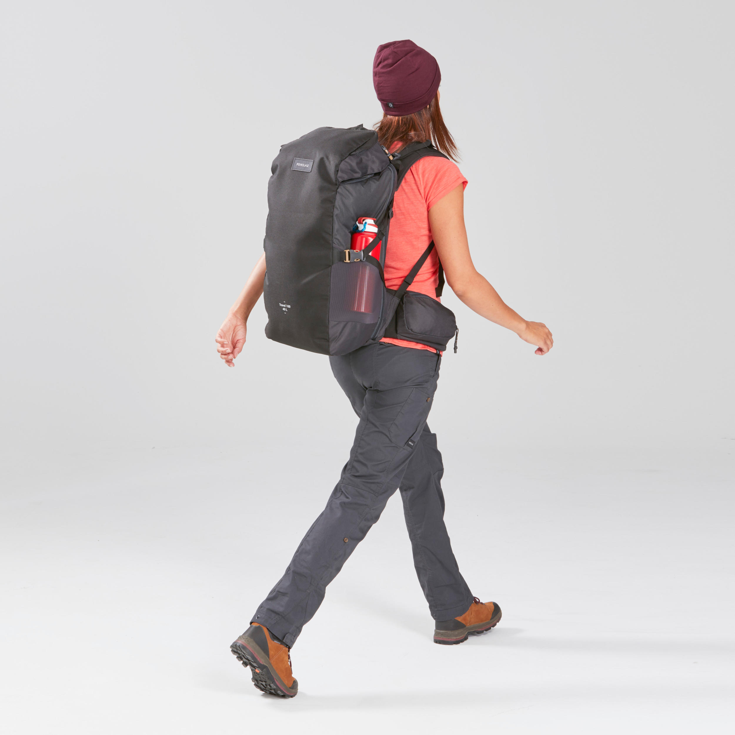 Maleta trekking de viaje, Forclaz, 40 Litros - Negra - Decathlon
