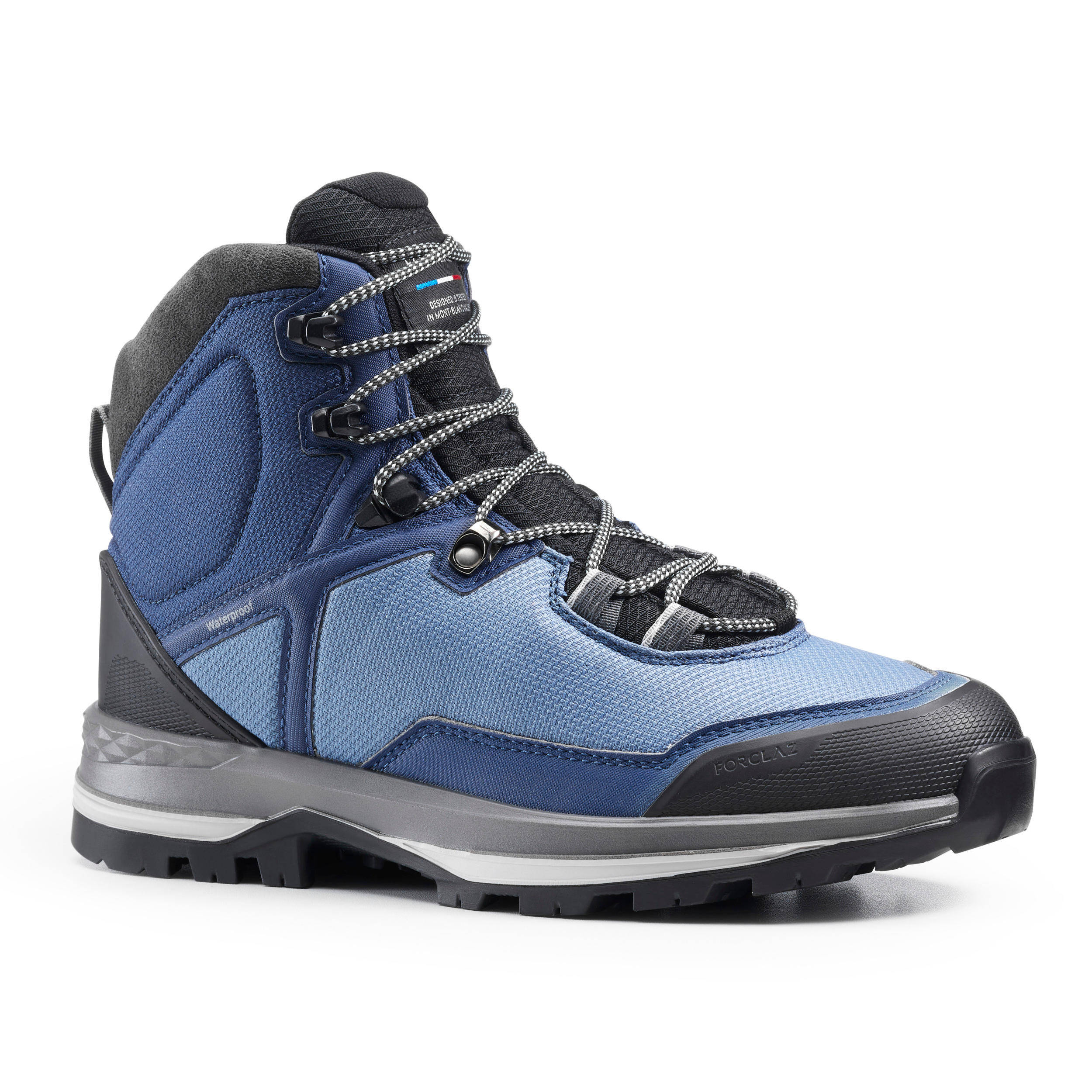 Women Waterproof Leather Trekking Boots MT100 TEX Blue Grey -  1
