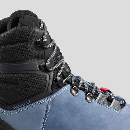 נעלי טיולים רחבות מעור דגם TREK100 לנשים - כחול